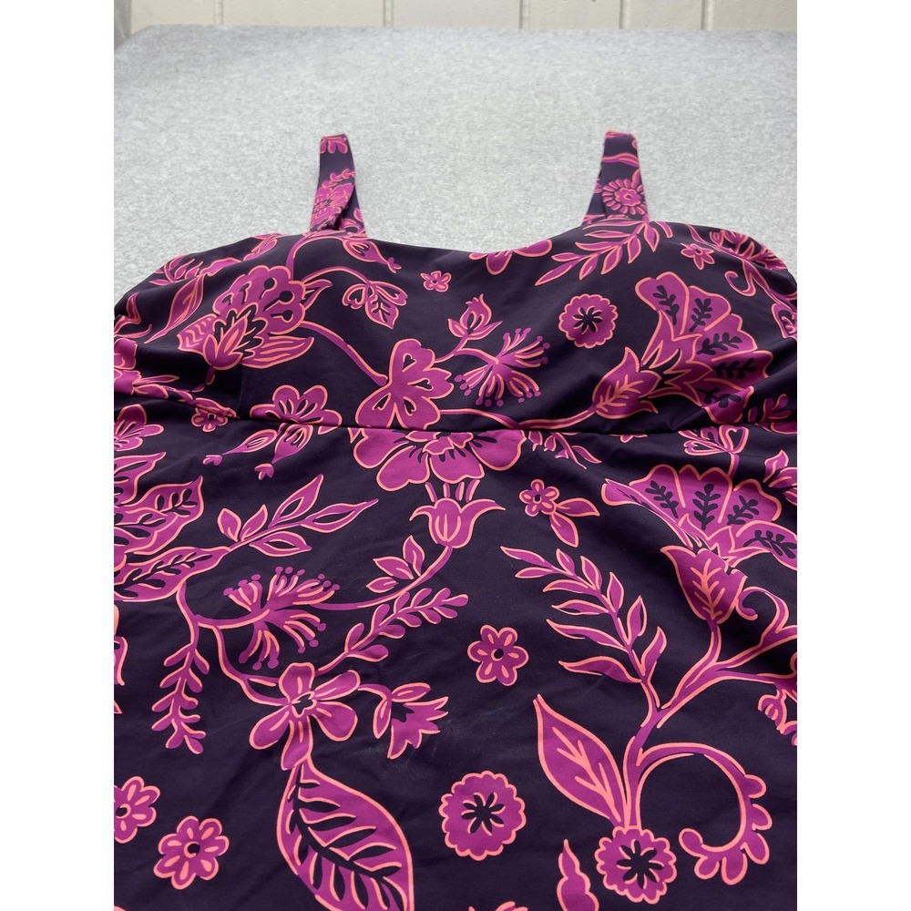 Lands’ End Tankini Swim Top Purple Pink Floral Empire Waist Plus Size - Picture 4 of 11